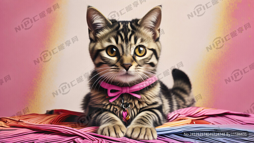 纯色背景打底 有一只时尚猫