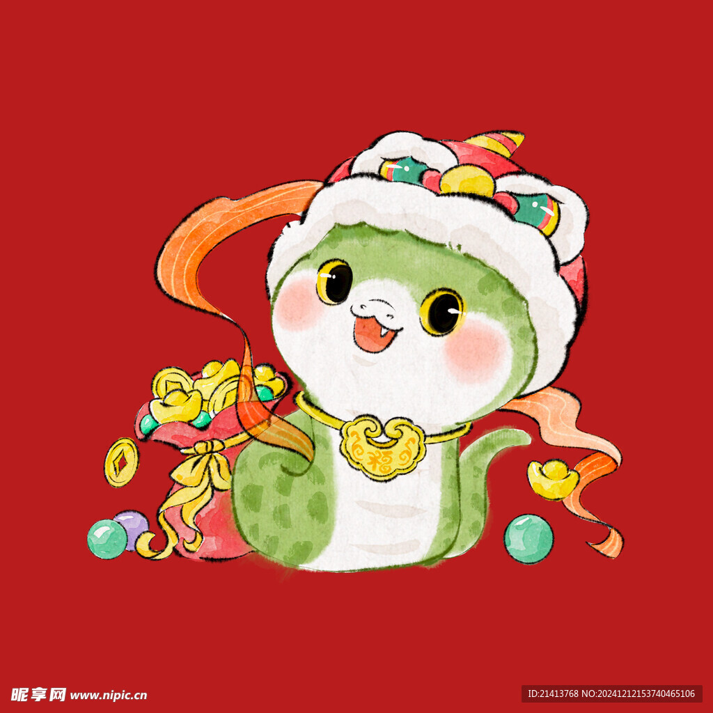手绘卡通小蛇 
