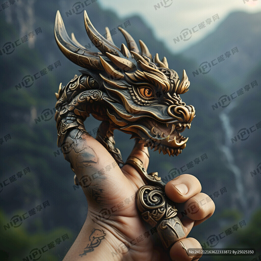 龙形手举牌