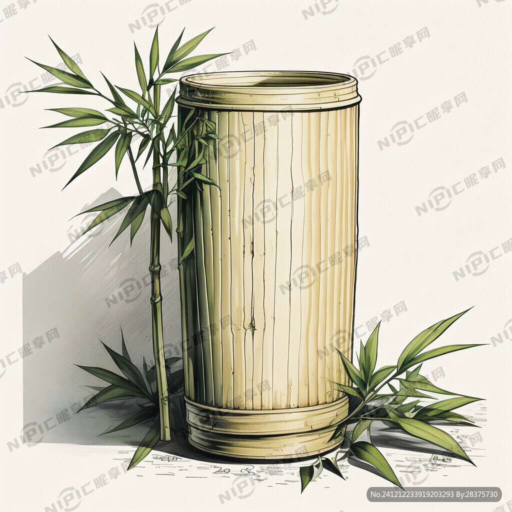 竹节筒分剖平面图1有枝叶2有竹