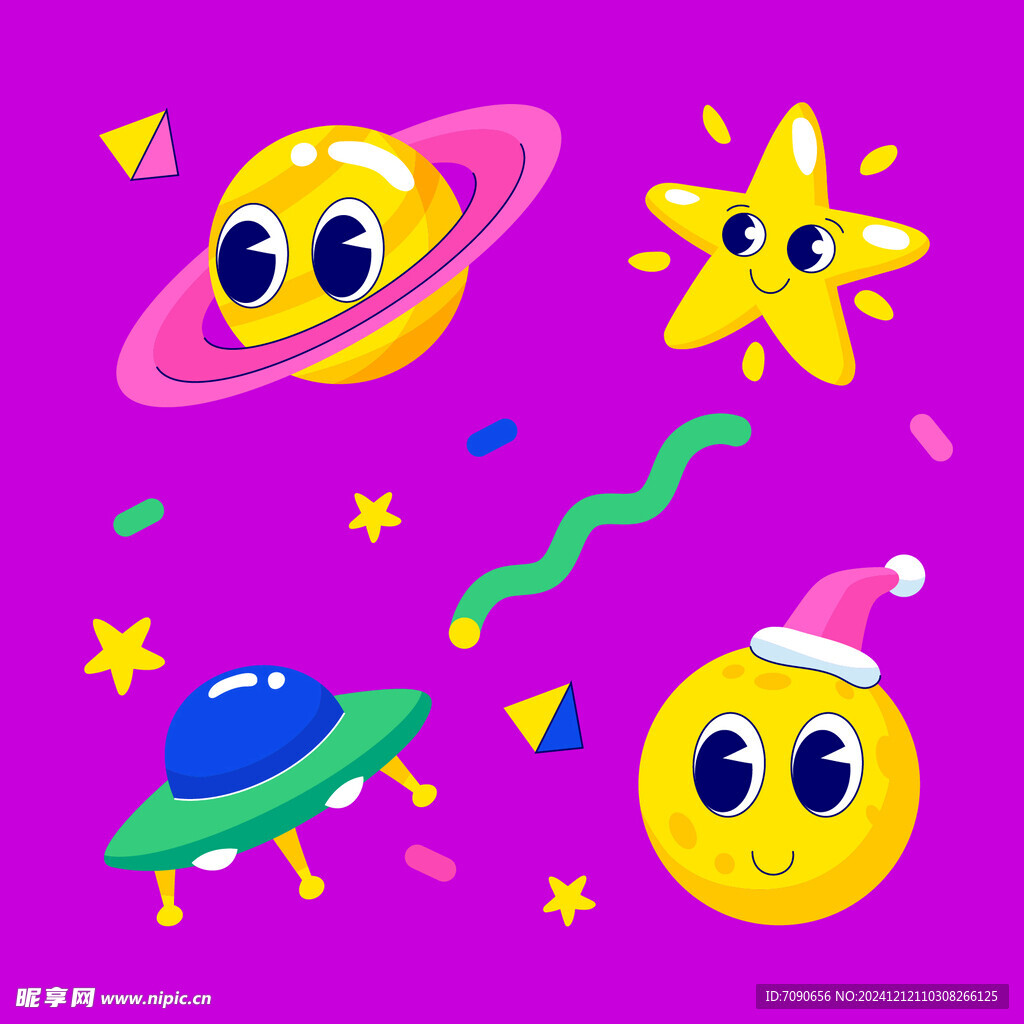 手绘卡通宇宙星球    