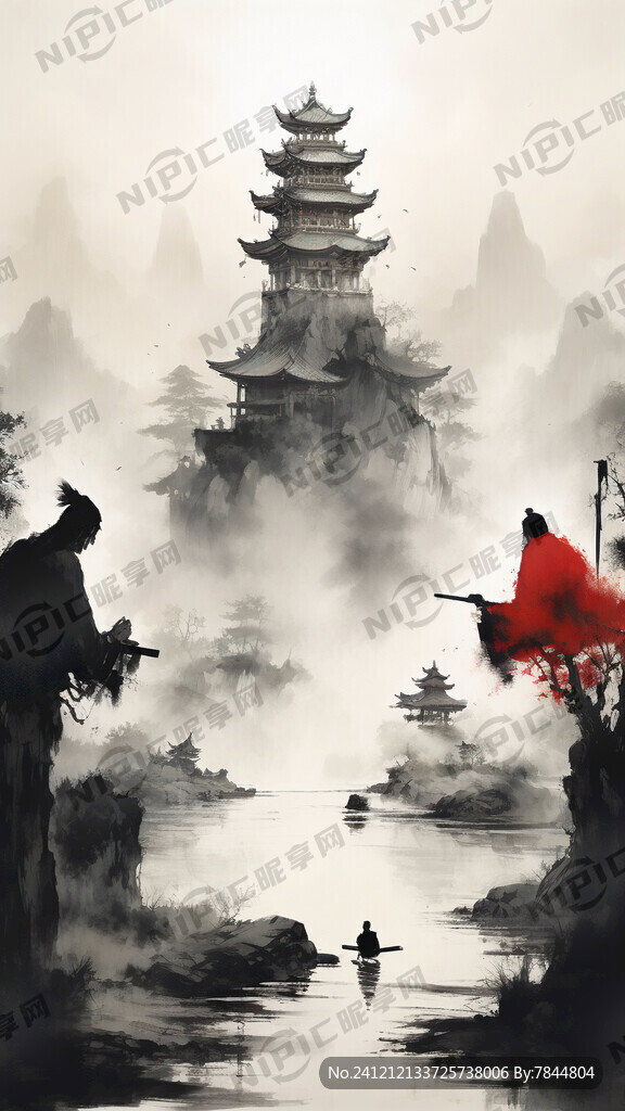 古代君王与大臣 围棋对弈 远景