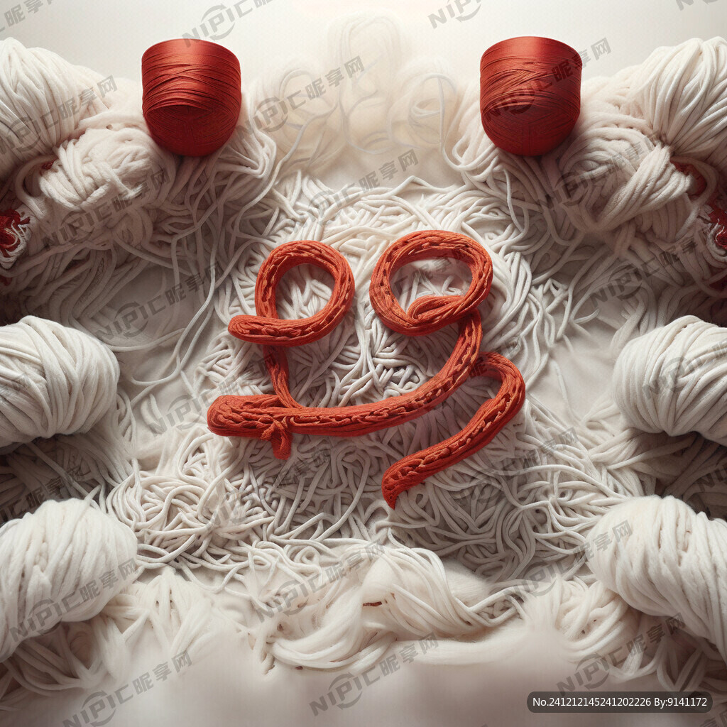 用纱线组成的元旦字体