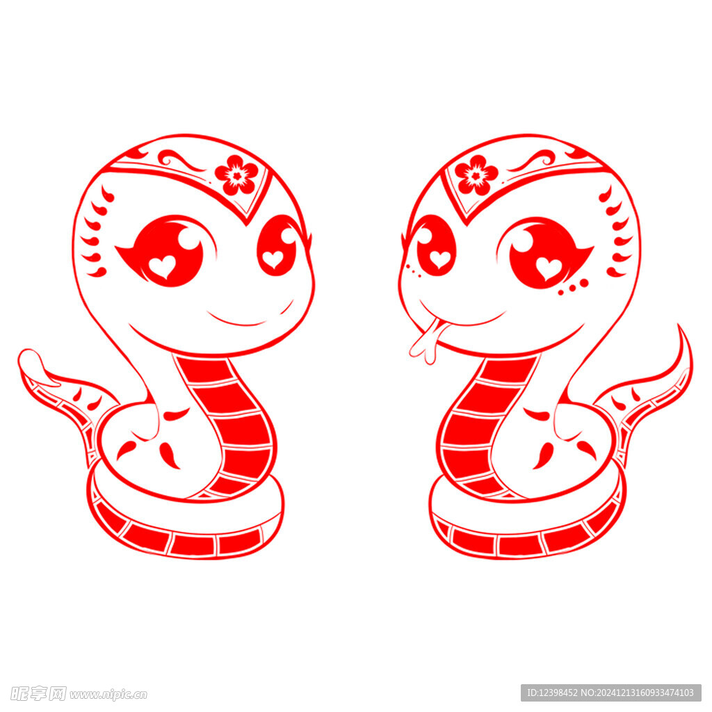 卡通蛇剪纸图案