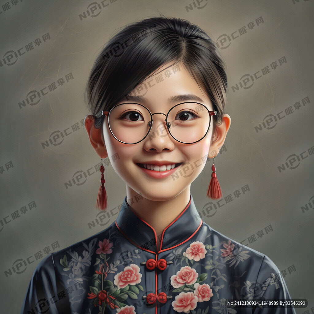 一个戴眼镜 扎丸子头