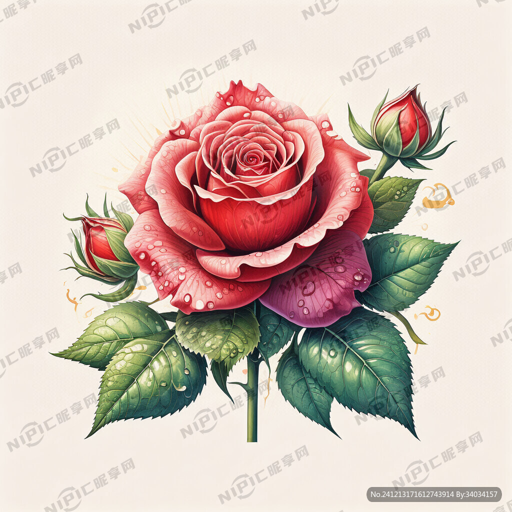 手绘质感玫瑰花