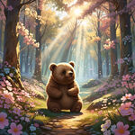 梦幻场景 春天景色 可爱小熊 阳光