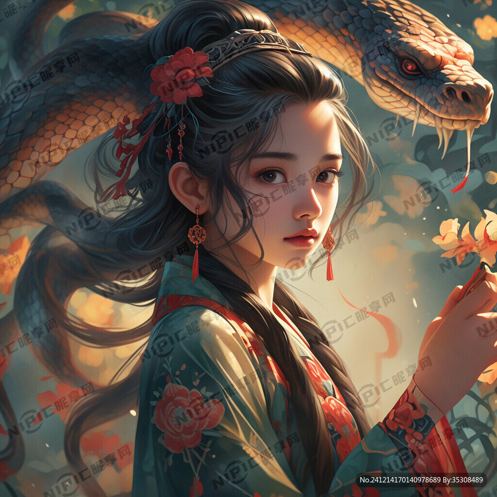蛇化身的女孩 唯美 灵感艺术