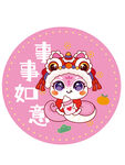 快乐蛇贴纸卡通插画事事如意