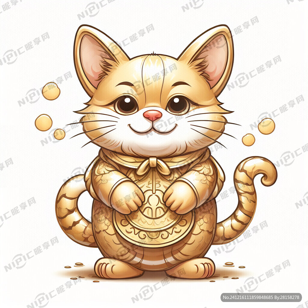 国风金色招财猫 