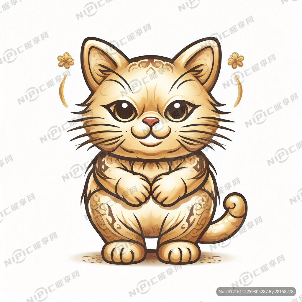 国风金色招财猫 