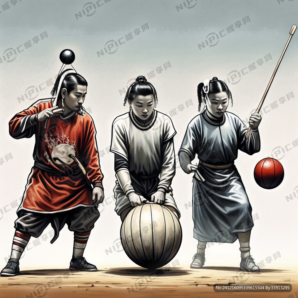 三个打嗒嗒球人物