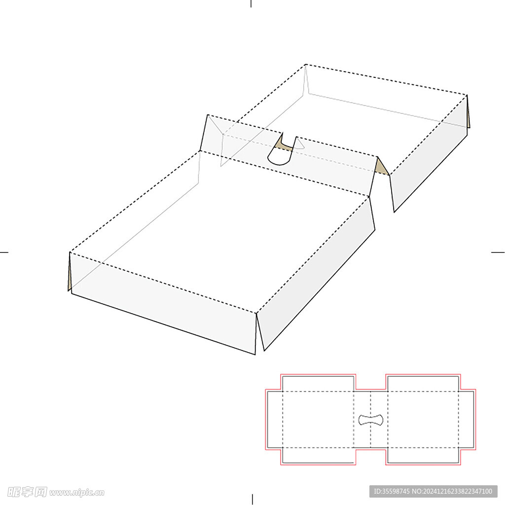 礼盒模折叠立面展开图