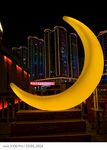 城市夜景  月亮灯 灯