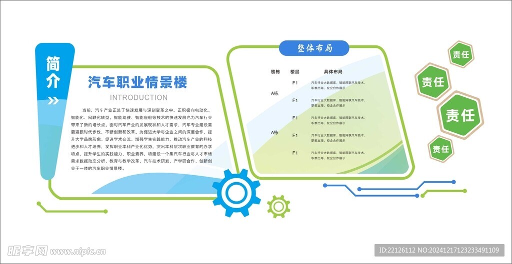 蓝绿色科技汽车文化墙