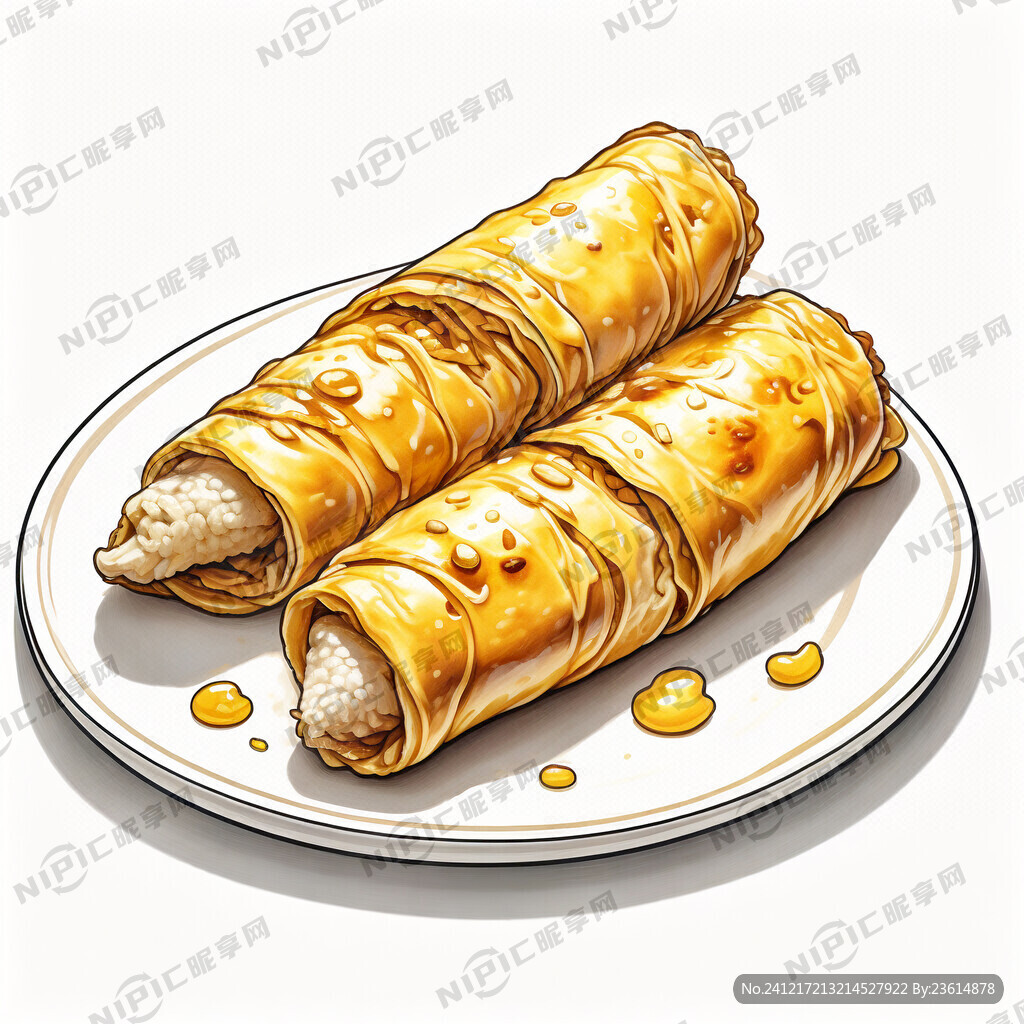 金黄、蛋卷酥、高清、纯白背景、