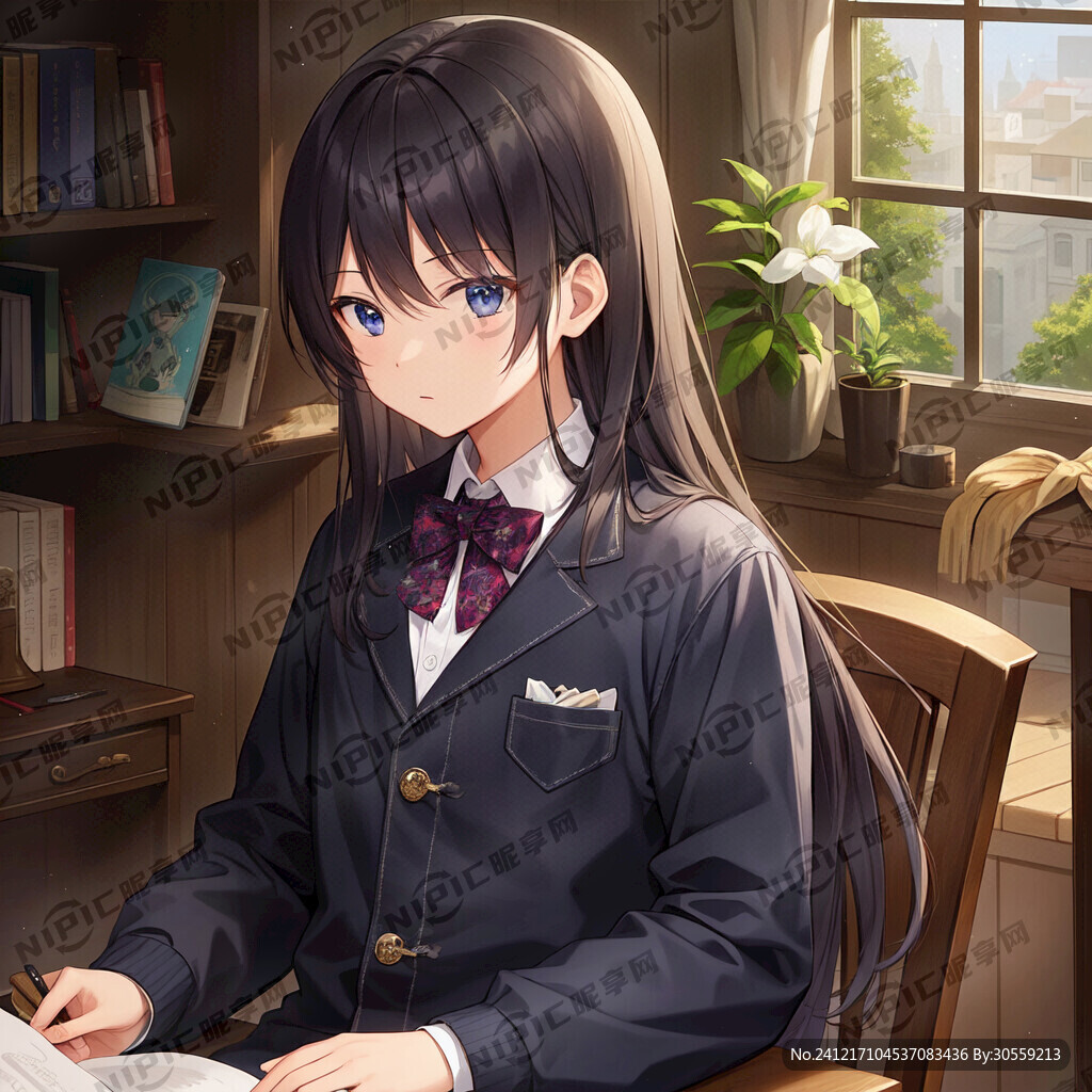 高马尾老师拿着书本正视前方