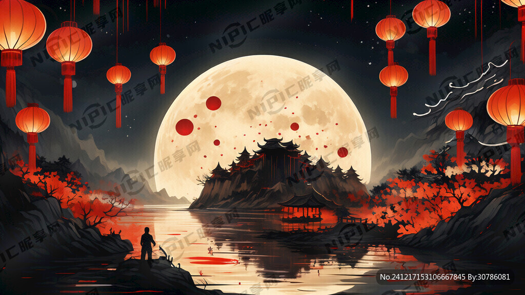 红色背景 灯笼点缀 主题冬至