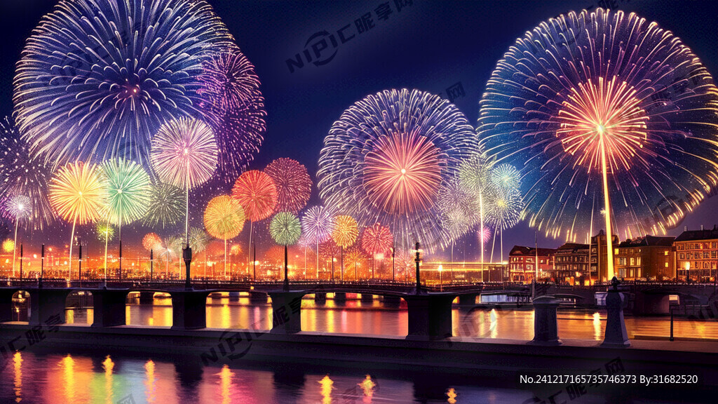 倒计时跨年场景 晚上 喜庆氛围