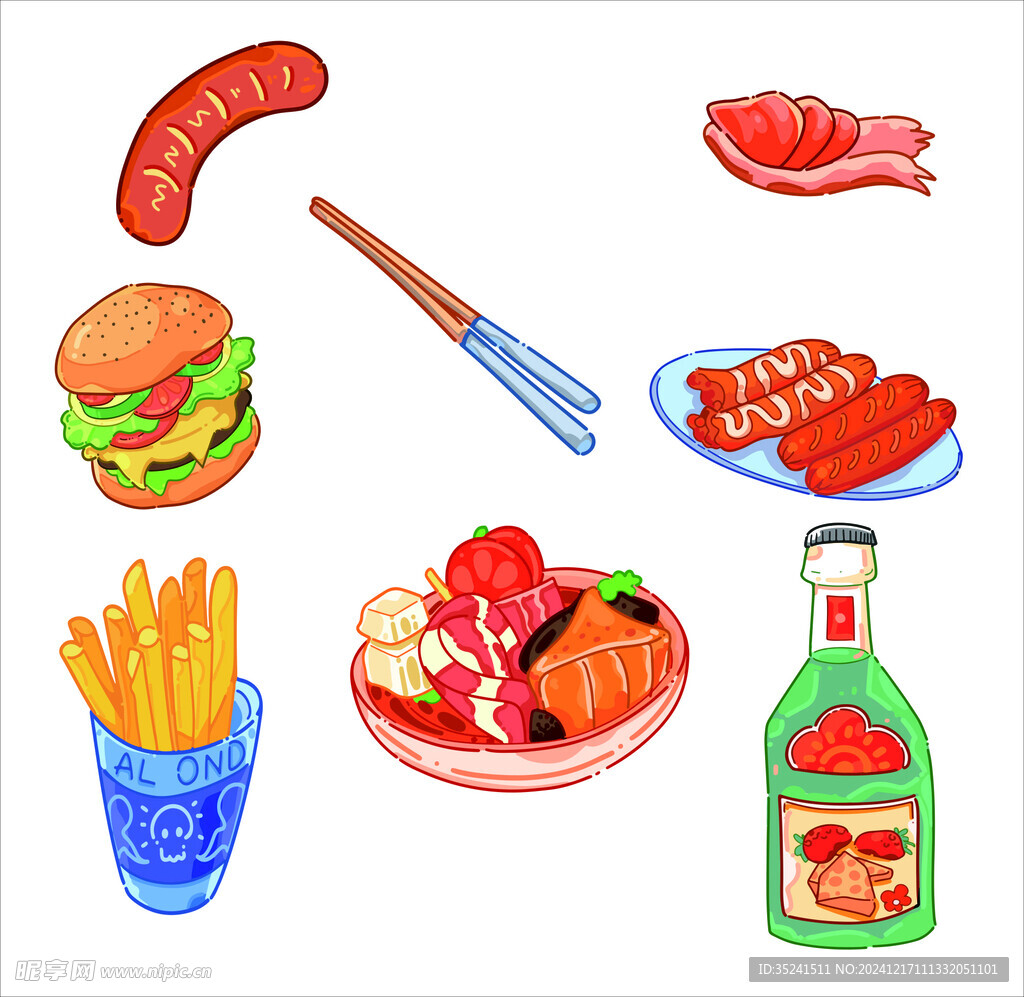 手绘美食插画图片