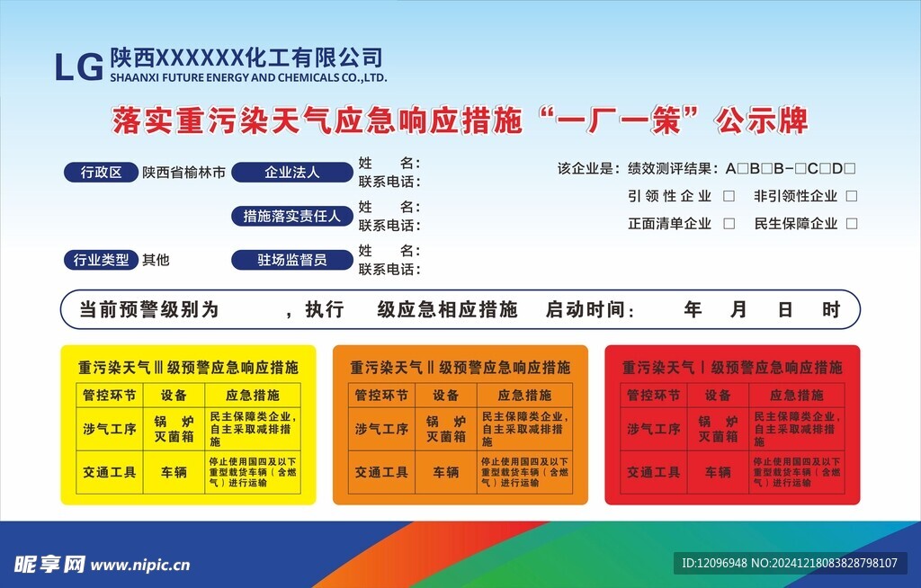 煤矿化工厂一厂一策公示牌