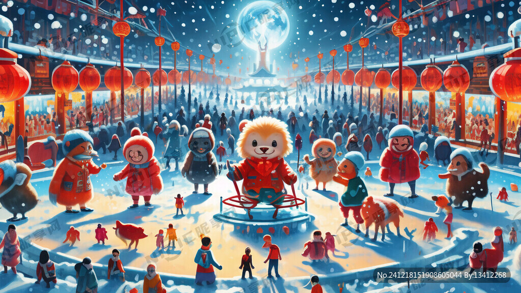 动物儿童冰雪世界