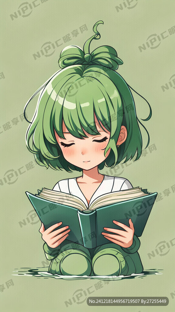 绿色 卡通 海报 阅读 学习