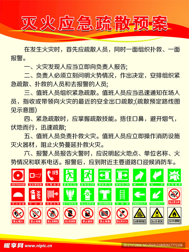 灭火应急疏散预案  消防制度牌