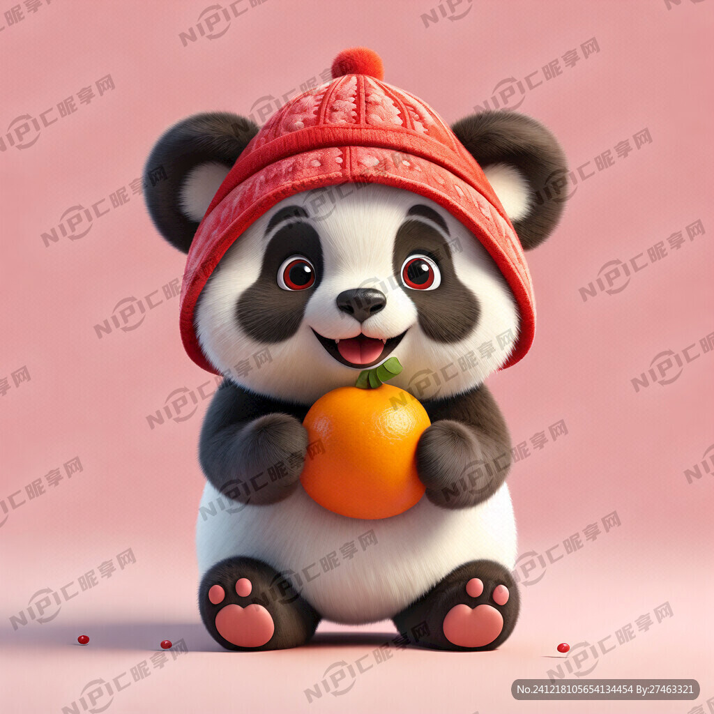 微笑 可爱的粉色卡通熊猫