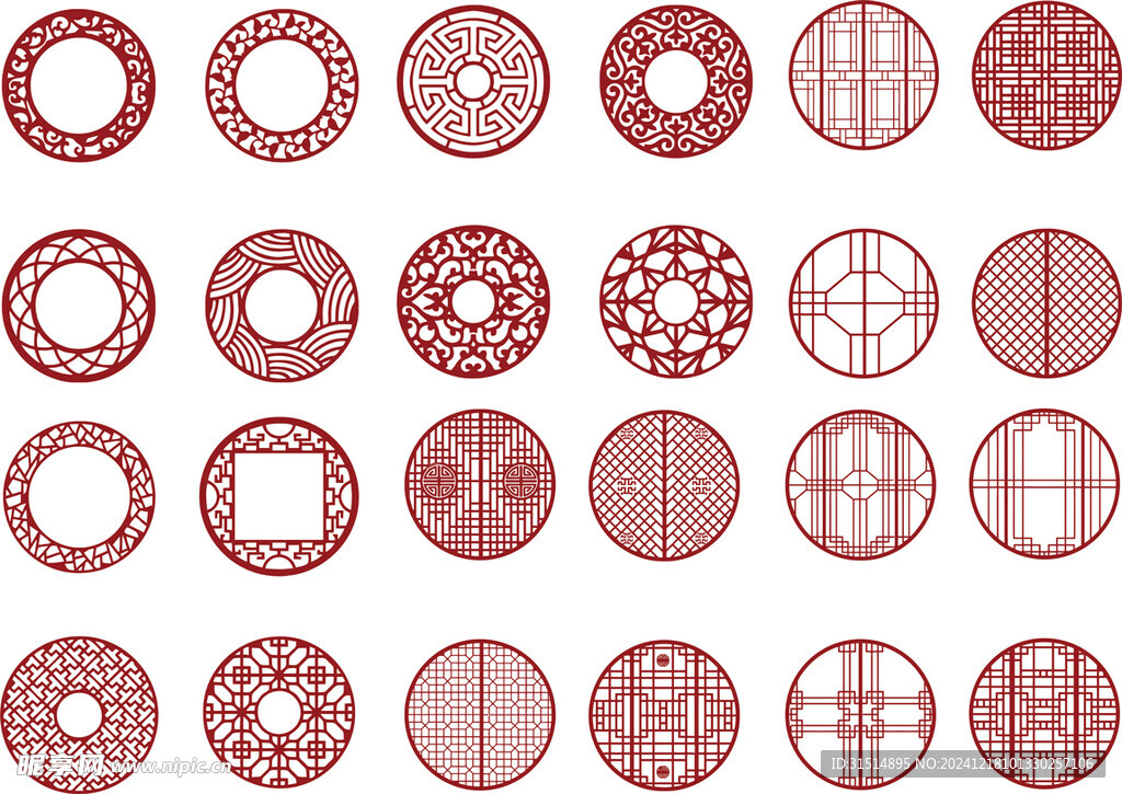 中国传统纹样古典圆形纹样