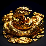 小金蛇，招财，黄金，摆件，元宝，金币