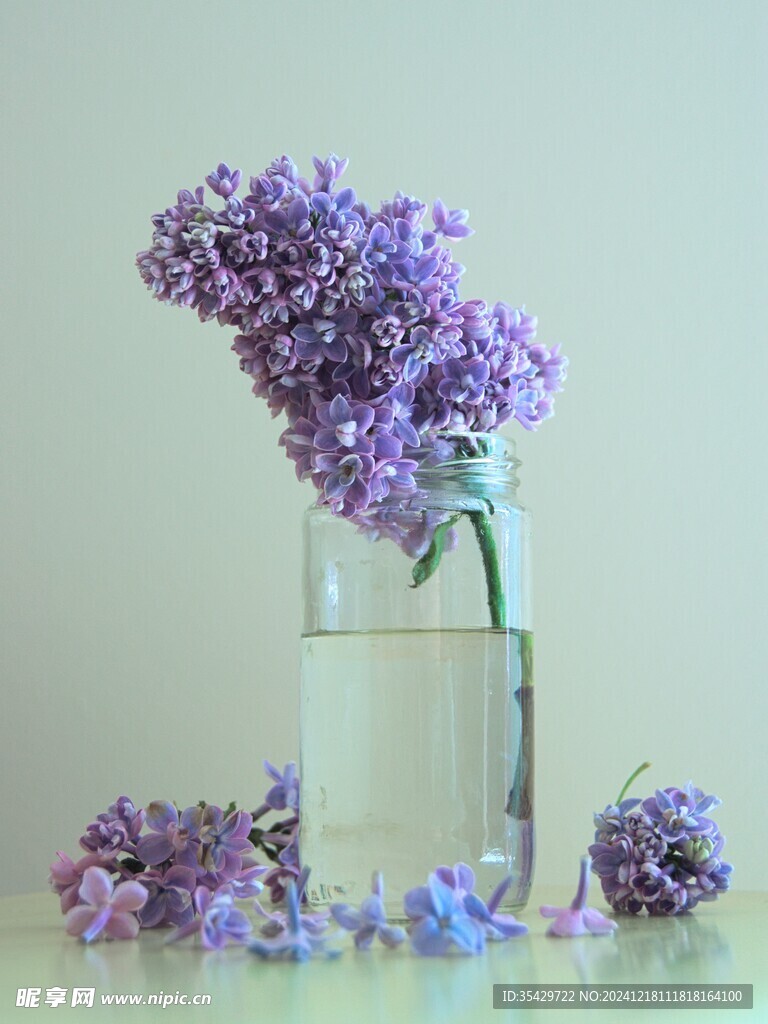 玻璃瓶里的丁香花