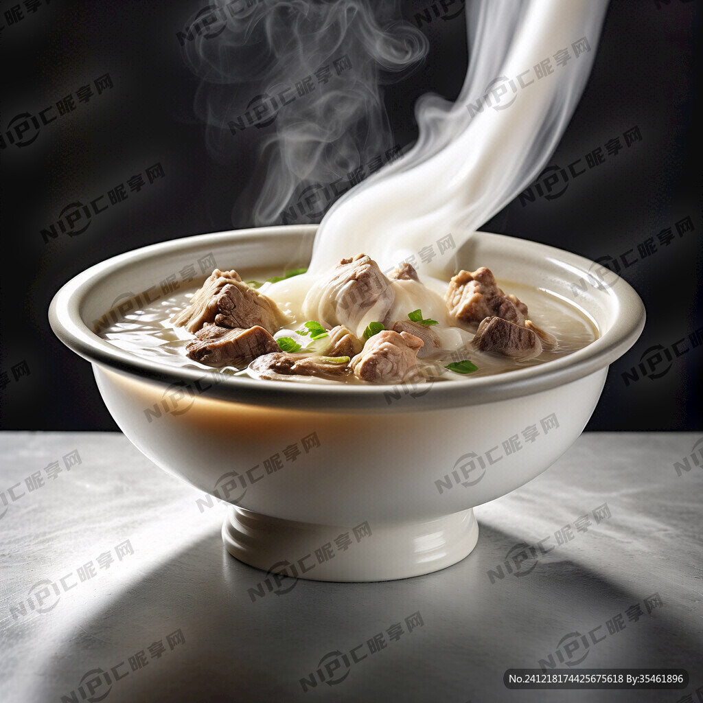 大骨头浓汤 奶白色浓汤 玻璃盆
