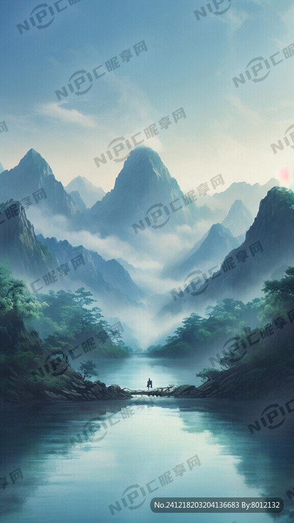 蓝绿纯色渐变图