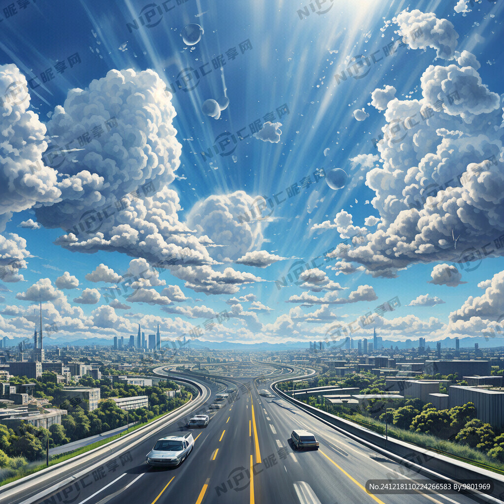 蓝天 白云 公路 城市