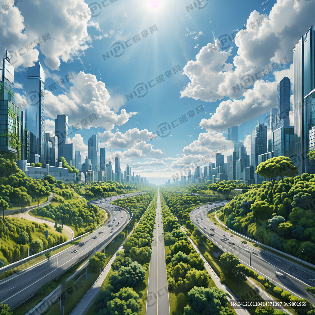 蓝天 白云 一条横向的公路