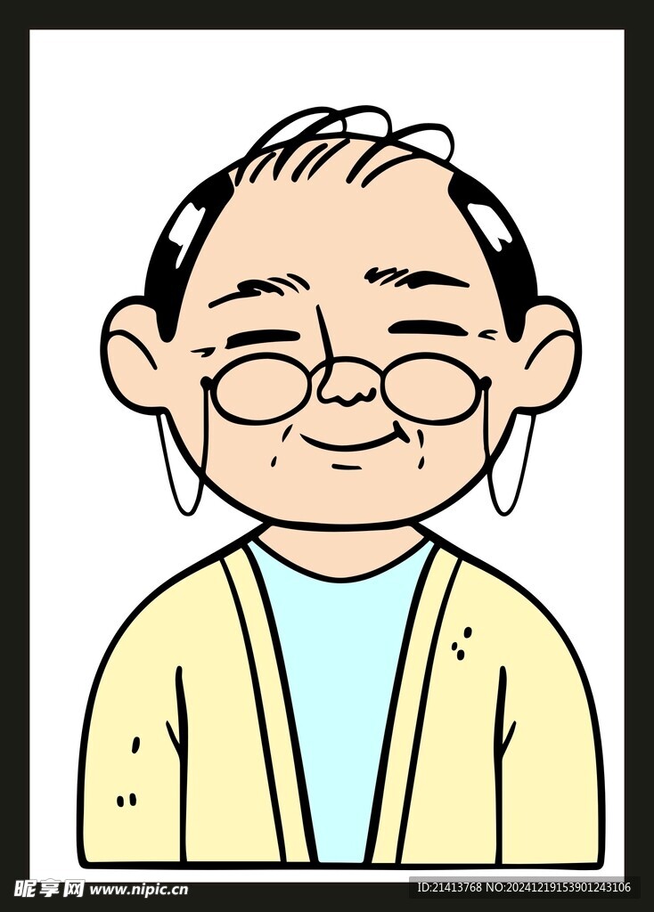 手绘卡通老人
