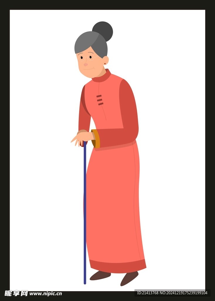手绘卡通老人