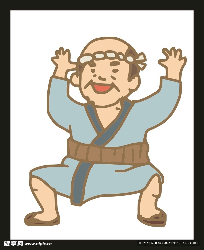 手绘卡通老人