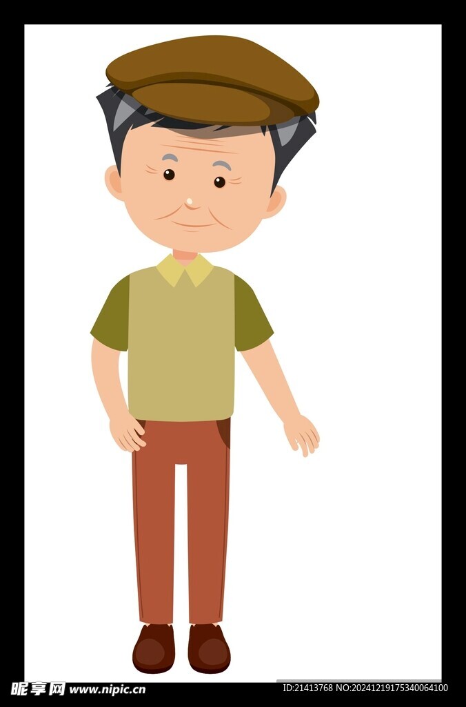 手绘卡通老人