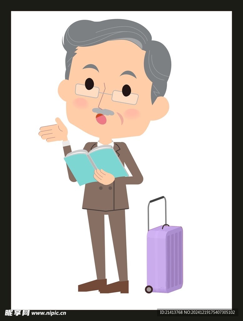 手绘卡通老人