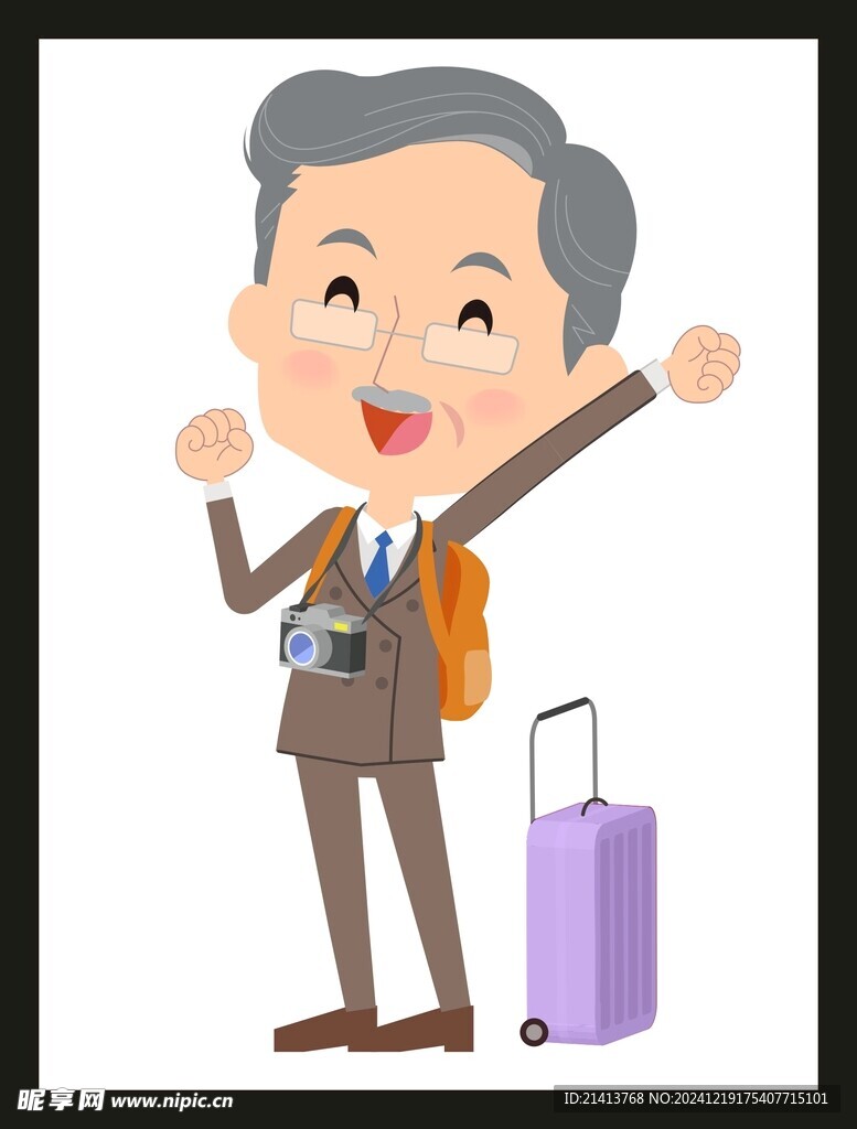 手绘卡通老人