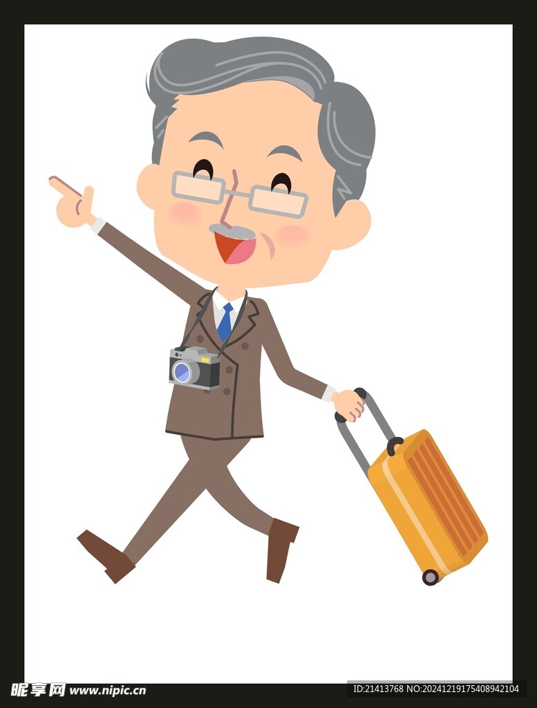 手绘卡通老人