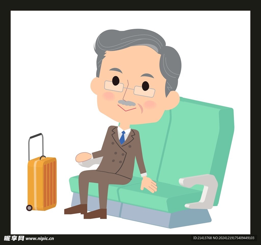 手绘卡通老人