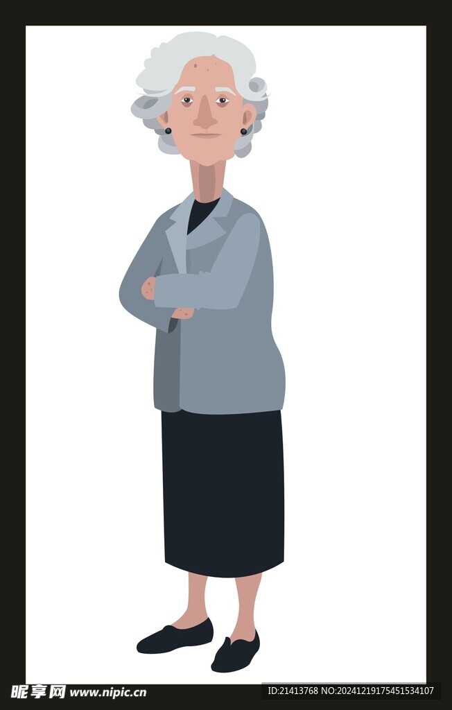 手绘卡通老人
