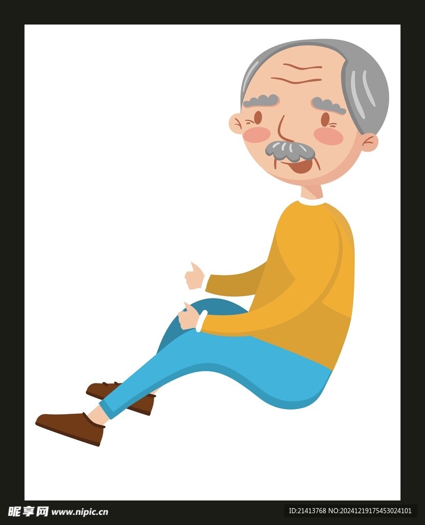 手绘卡通老人