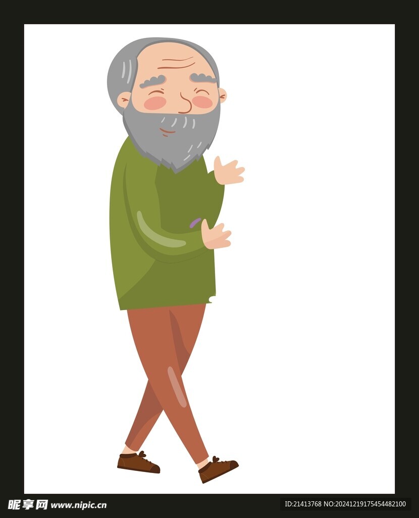 手绘卡通老人