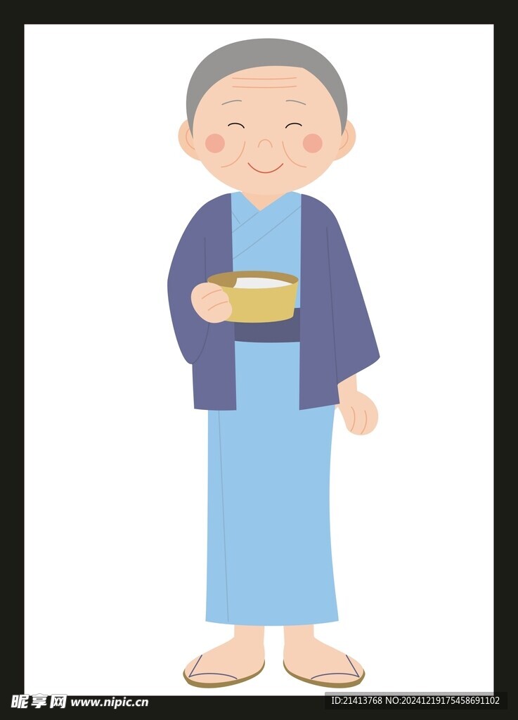手绘卡通老人
