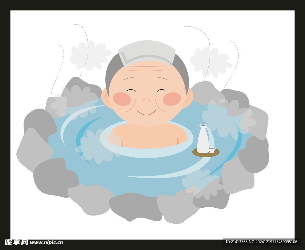 手绘卡通老人