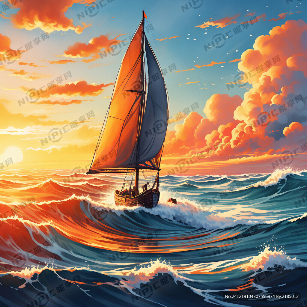 一帆风顺 朋友圈海报 帆船